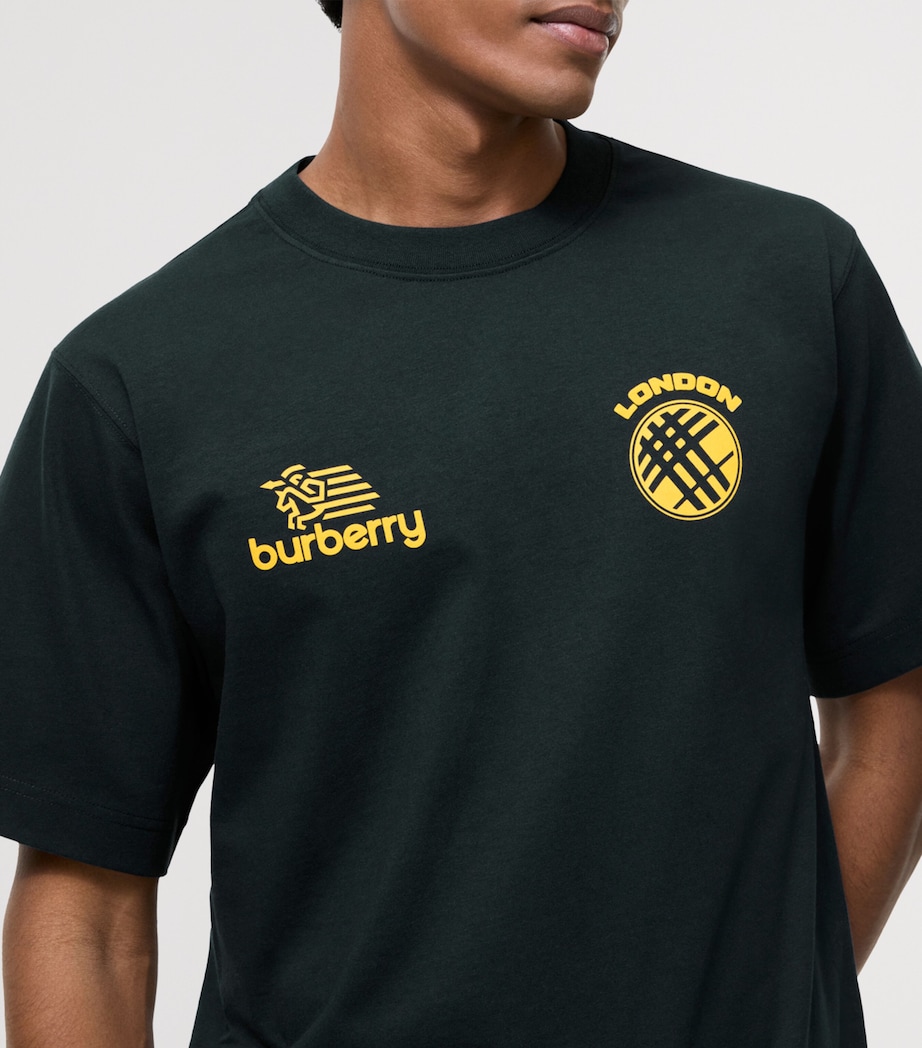 Burberry Mens Cotton Logo Badge T-Shirt Teal Blue Image 4