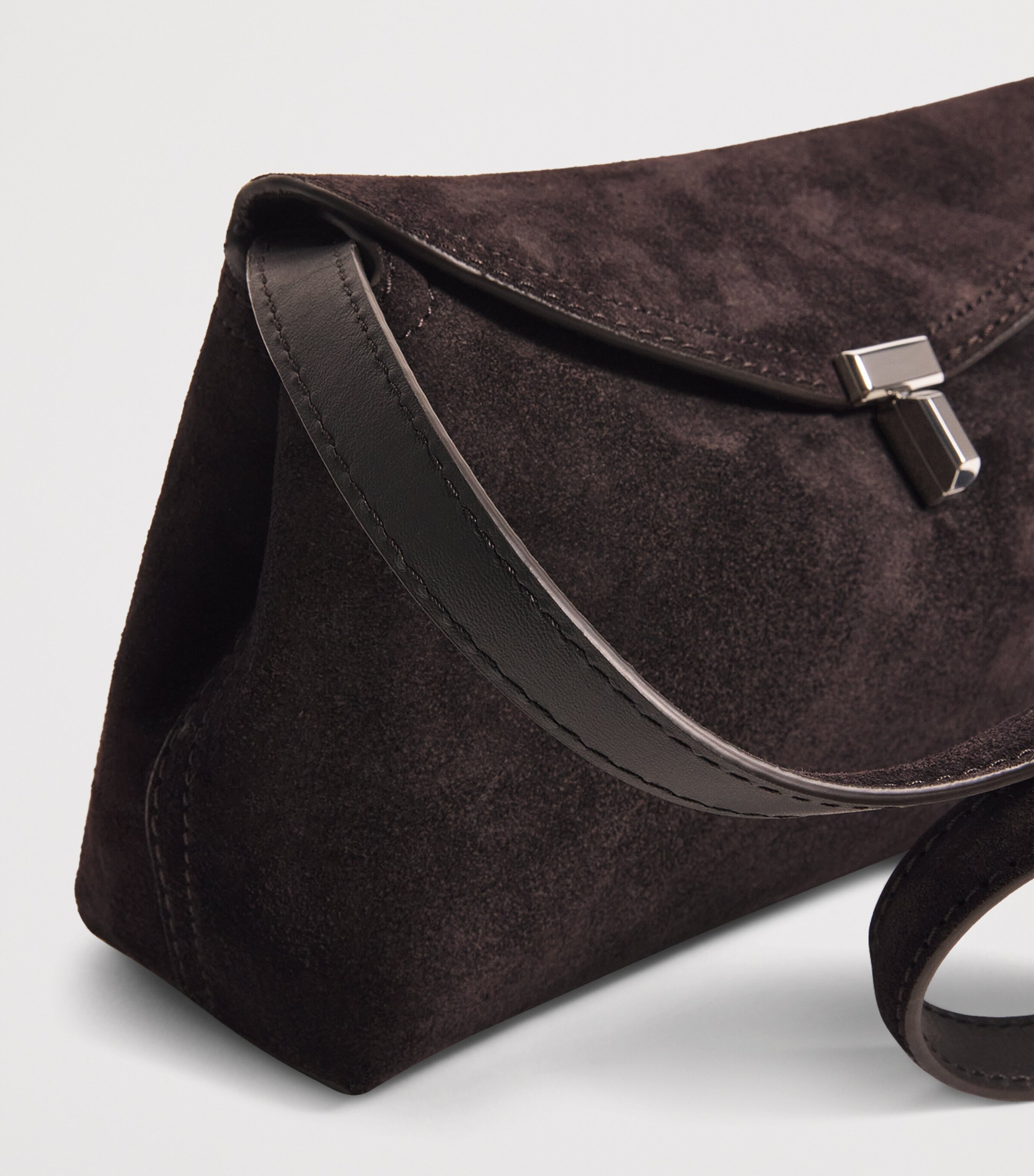 Suede T-Lock Clutch Bag 040 ESPRESSO Image 4