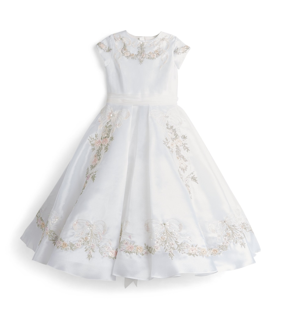 MAISON AVA Satin Embroidered Ceremony Dress (6-14 Years) White Image 1