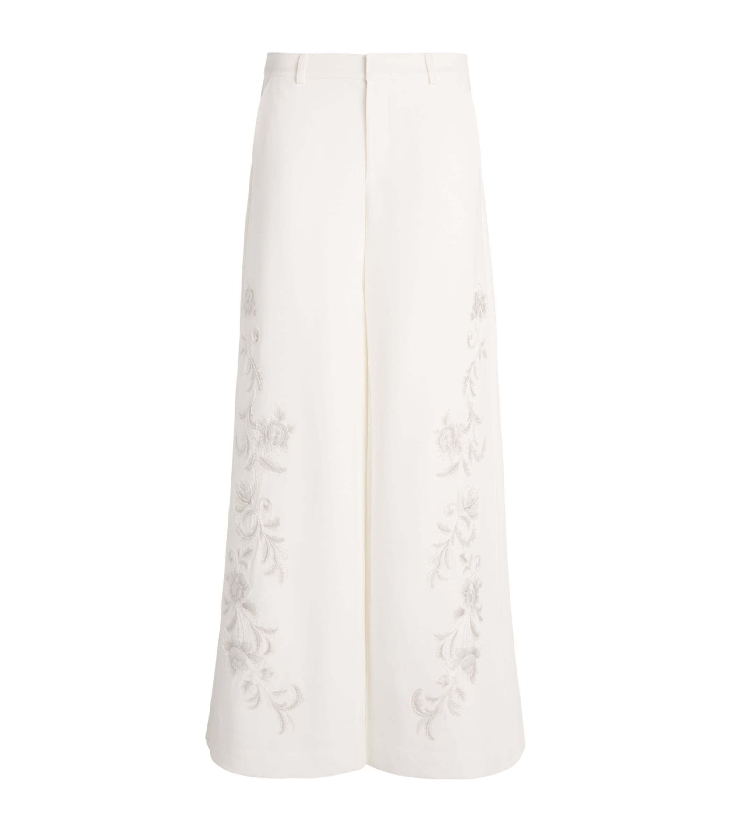 Cinq A Sept Rococo Embroidered Roxane Trousers Ivory/natural