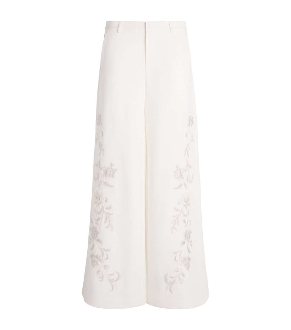 Cinq A Sept Rococo Embroidered Roxane Trousers Ivory/natural