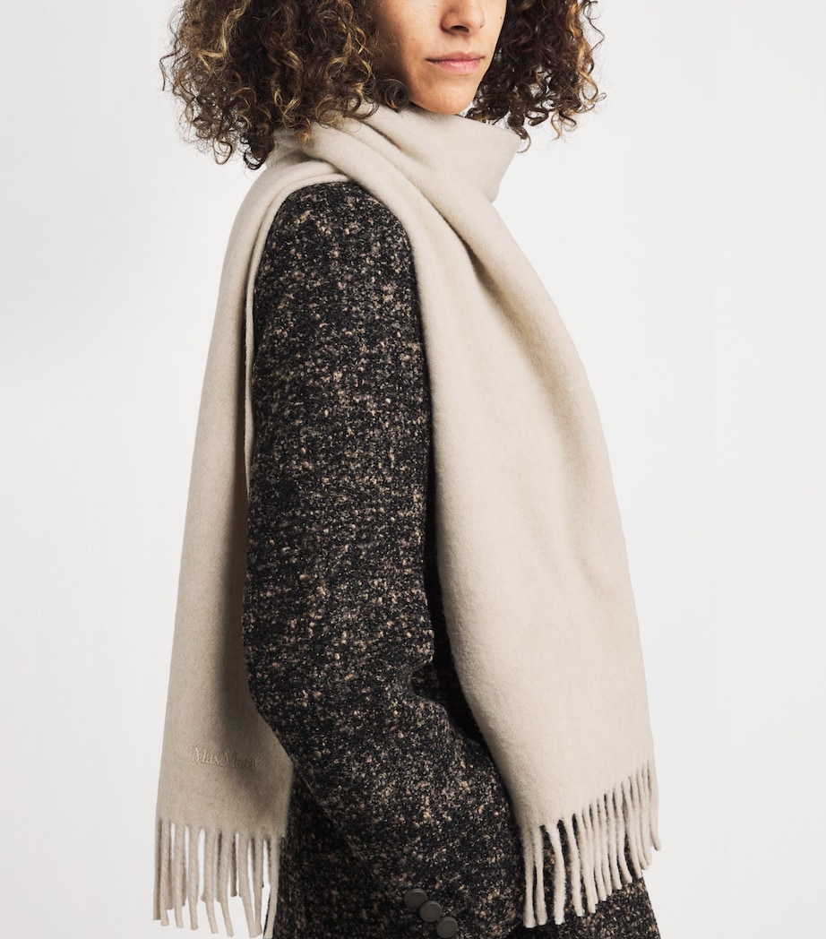 Wool Embroidered Logo Scarf POWDER Image 2