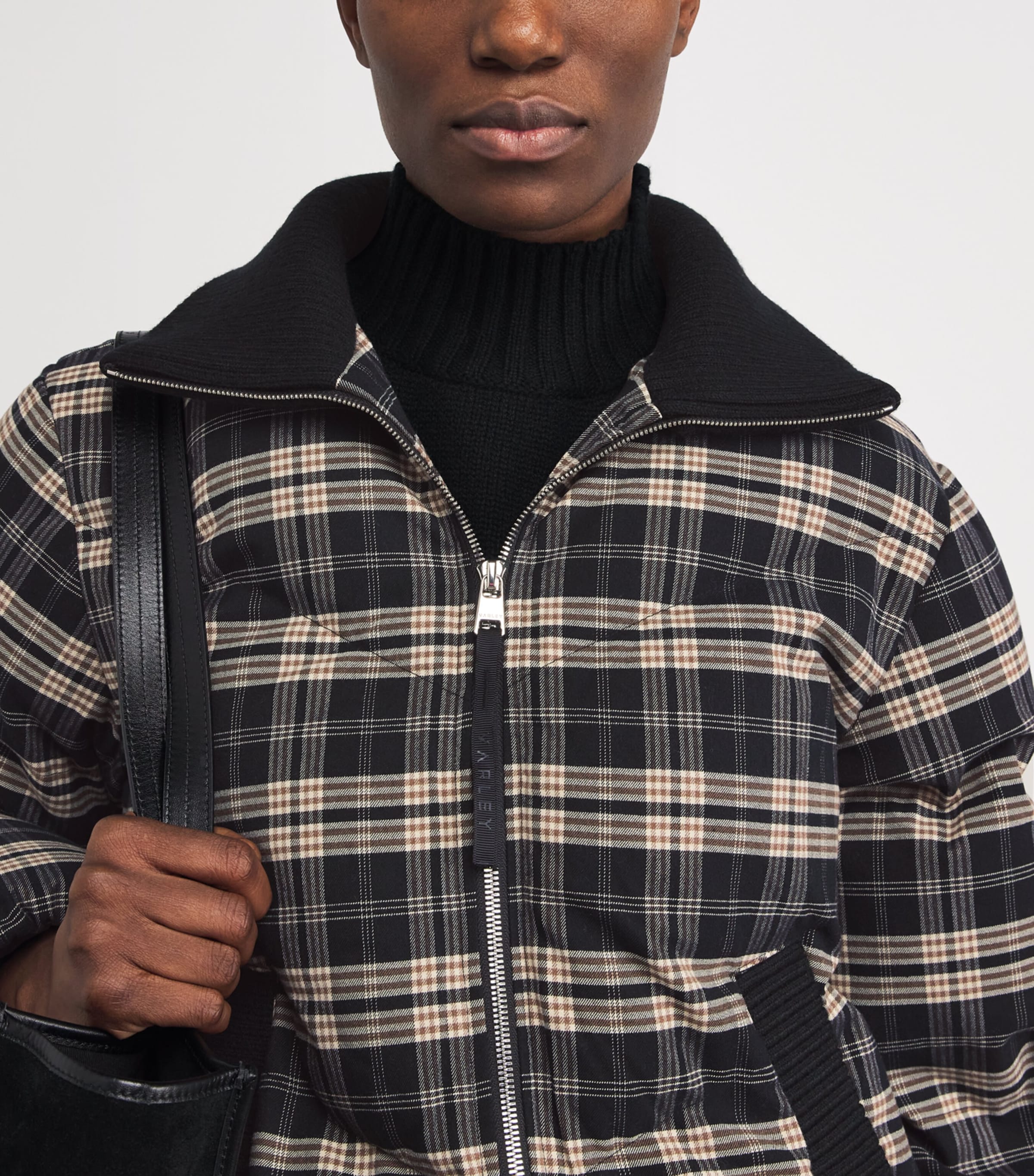 Brushed-Flannel Check Bryony Puffer Jacket NAVY CHECK Image 6