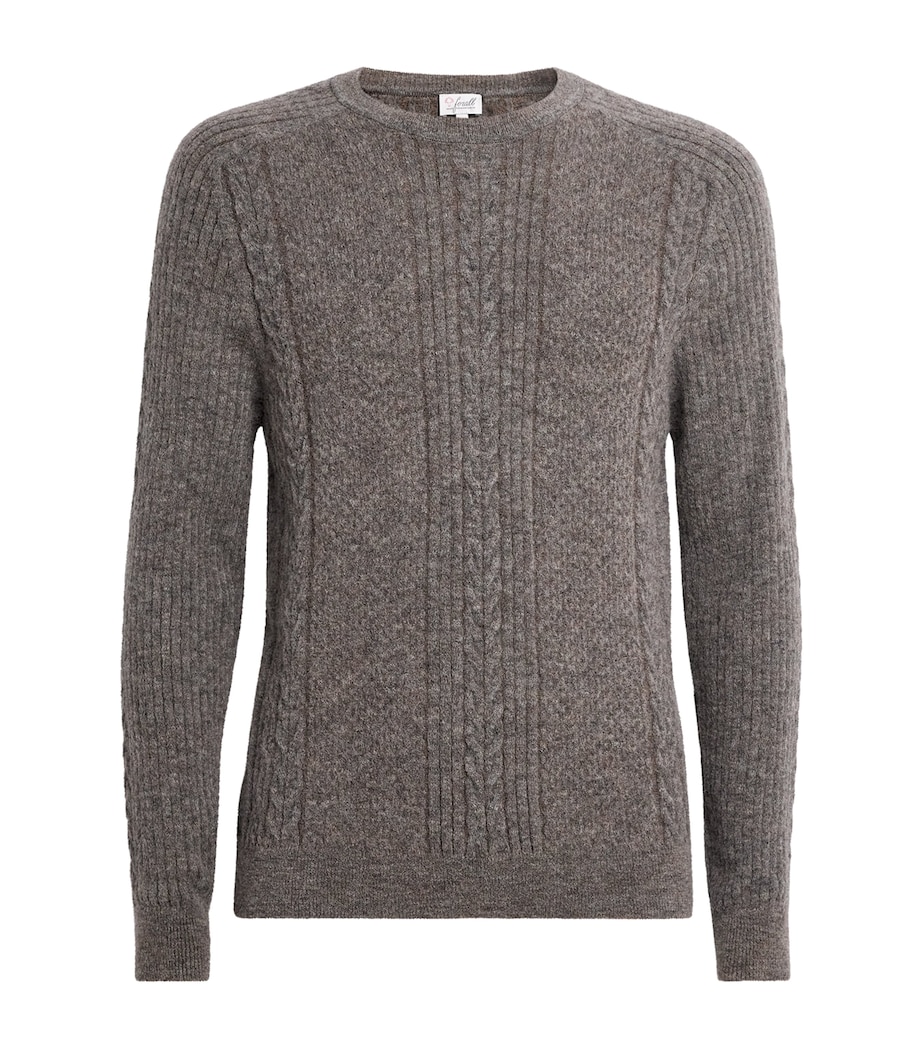 Pal Zileri Mens Alpaca-Blend Cable-Knit Sweater Grey Image 1