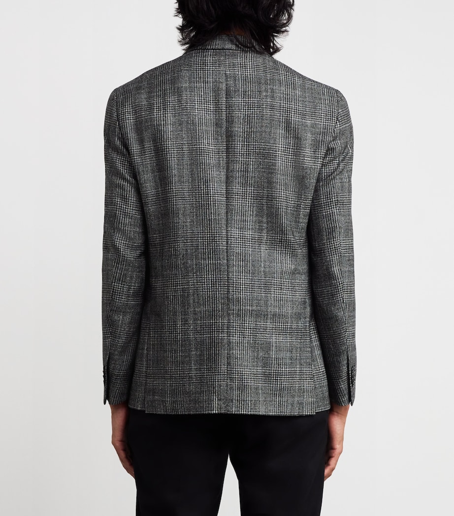 Virgin Wool-Blend Check Blazer 015 GREY MELANGE Image 4