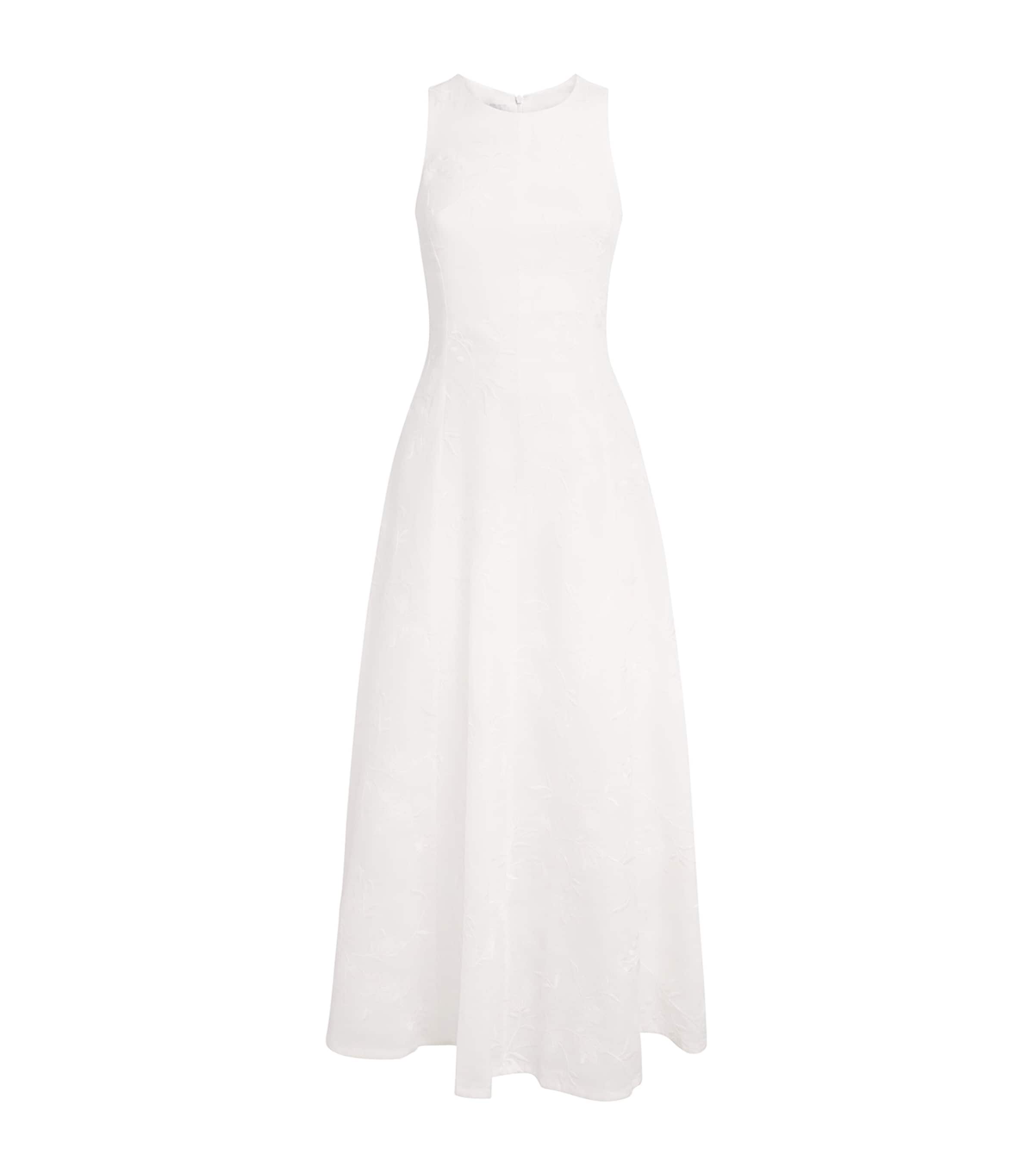 Eleventy Womens x Harrods Linen Floral-Embroidered Dress Bianco Image 1