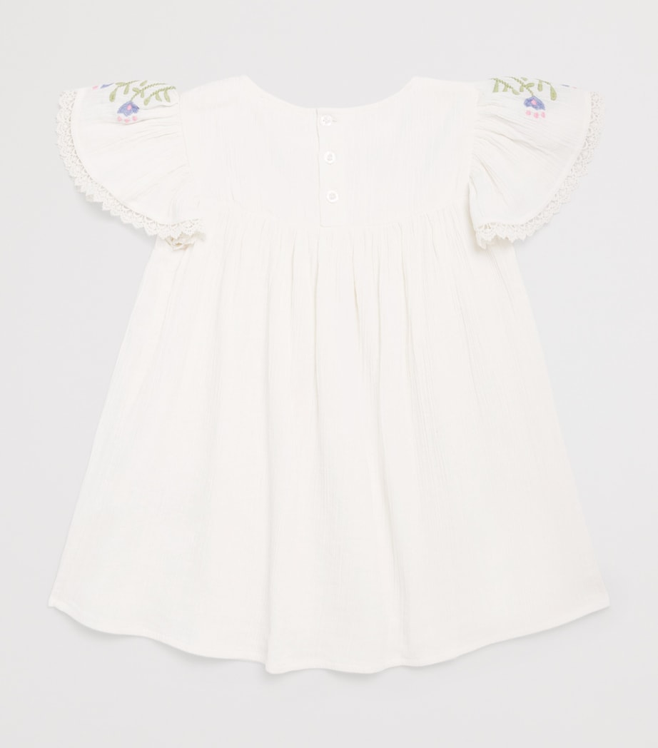 Louise Misha Cotton Embroidered Ana Dress (3-10 Years) Off White Image 2