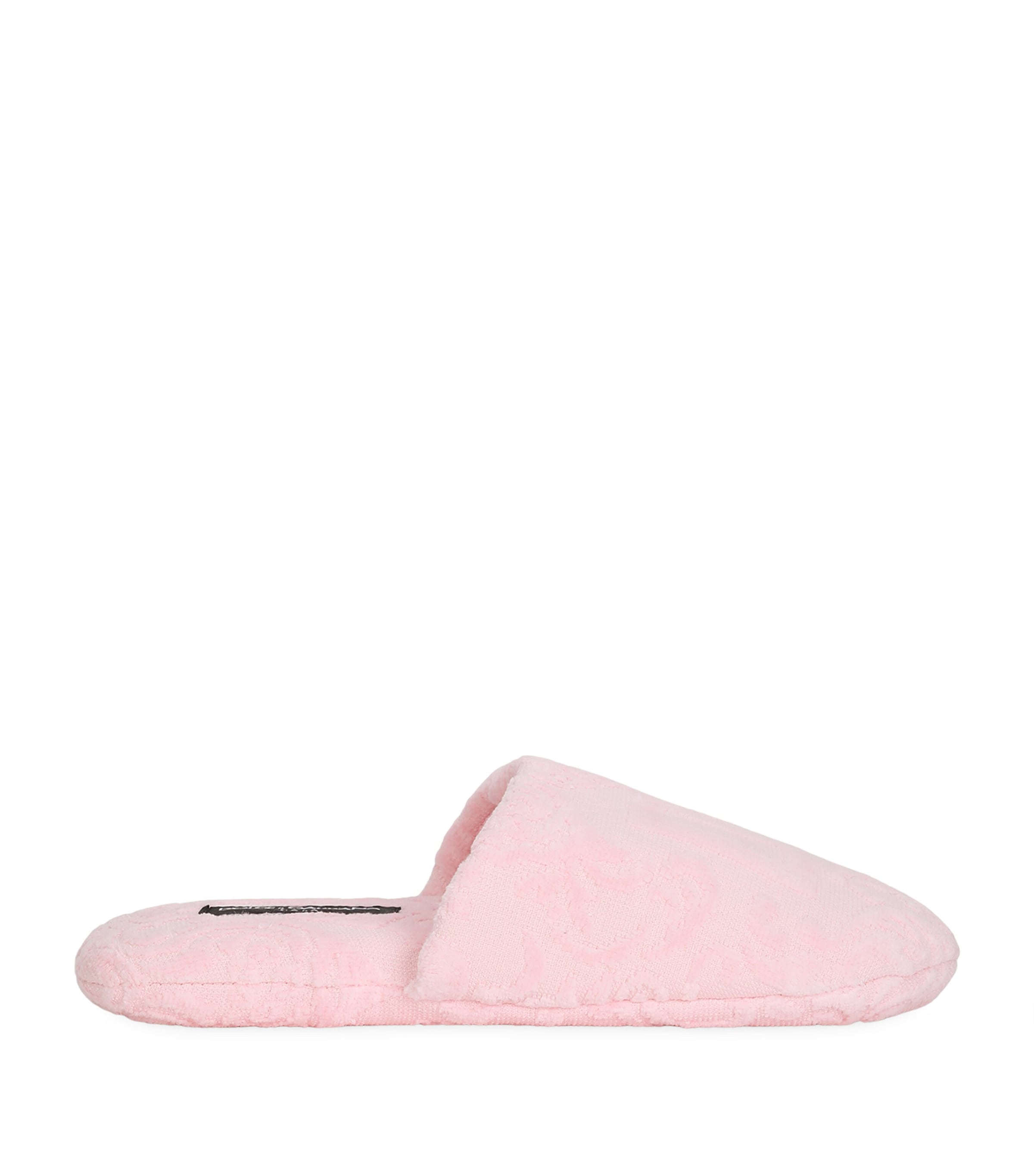 Shop Dolce & Gabbana Terry Cotton Dg Slippers