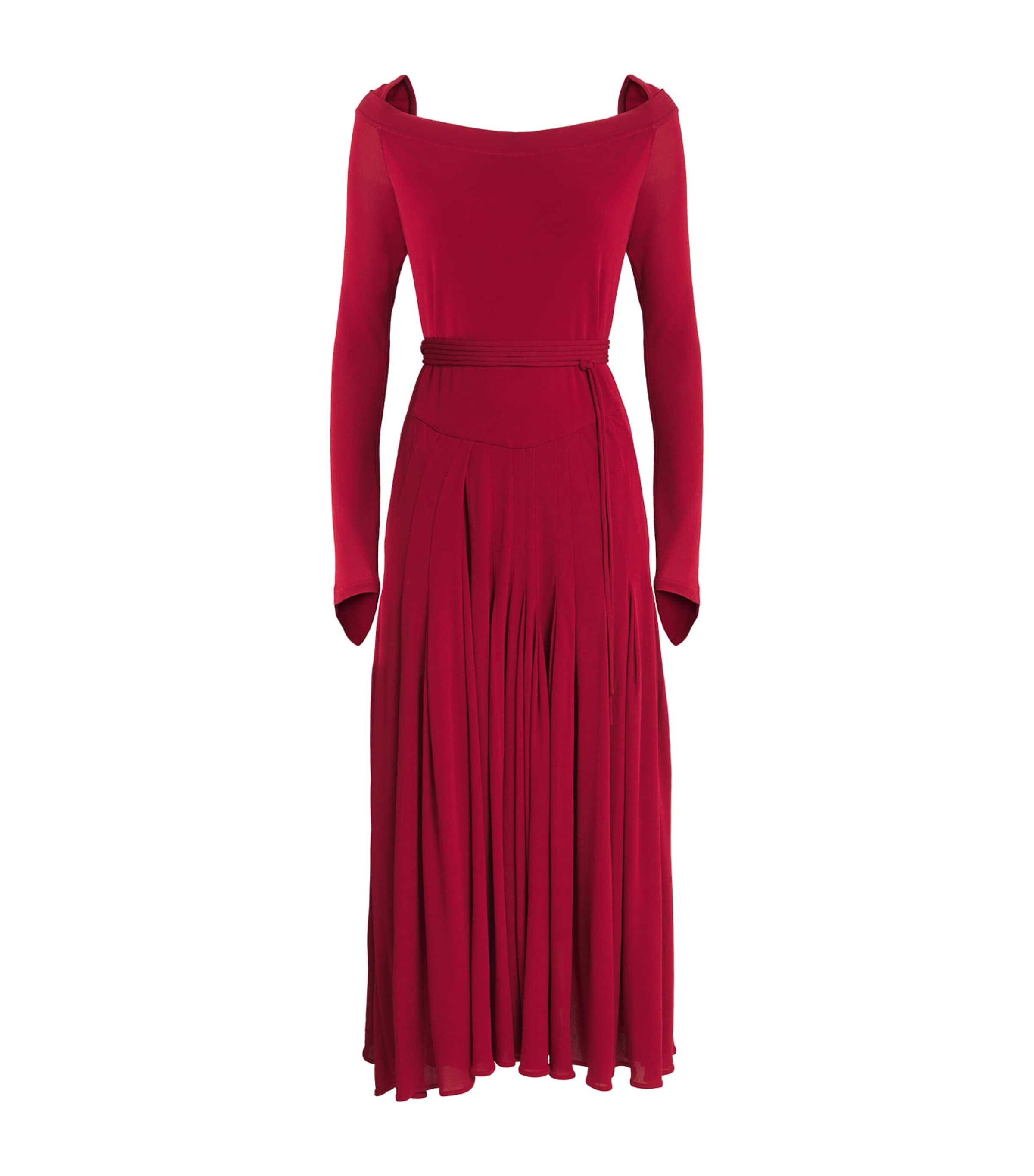 Tory Burch Womens Jersey Pleated Midi Dress Rouge Image 1