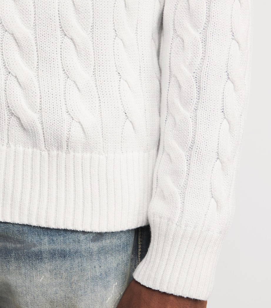 Cotton Cable-Knit Sweater WHITE Image 6