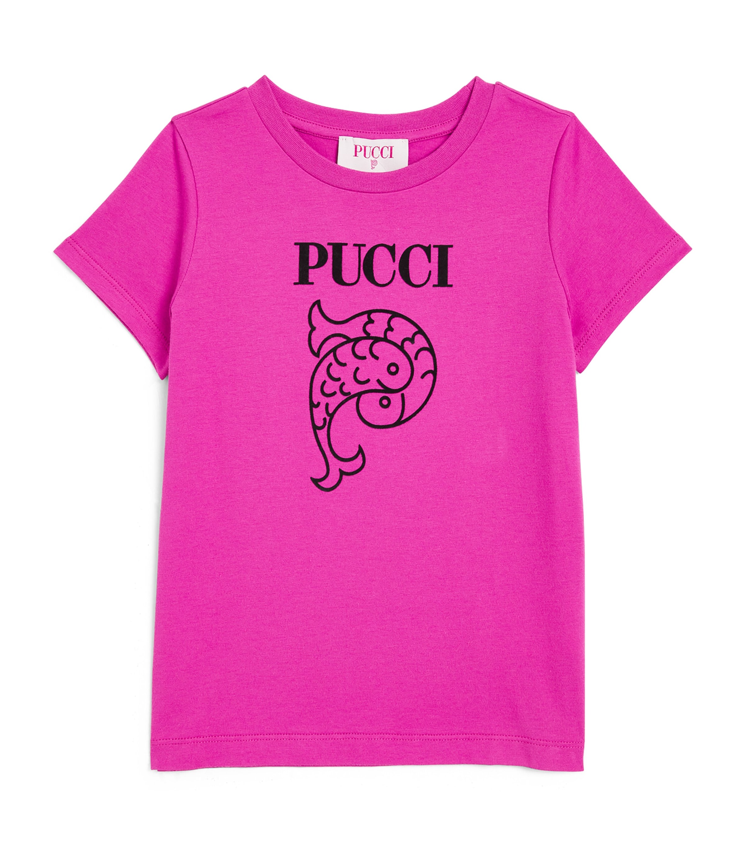 Shop Pucci Junior Cotton Graphic T-shirt In Pink