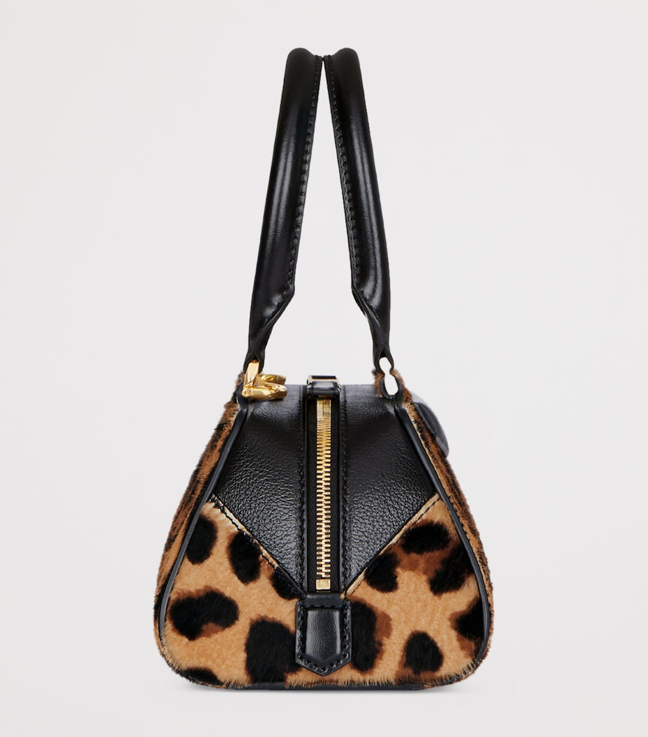 Mini Leather Antigona East-West Top-Handle Bag BLACK/BEIGE Image 4