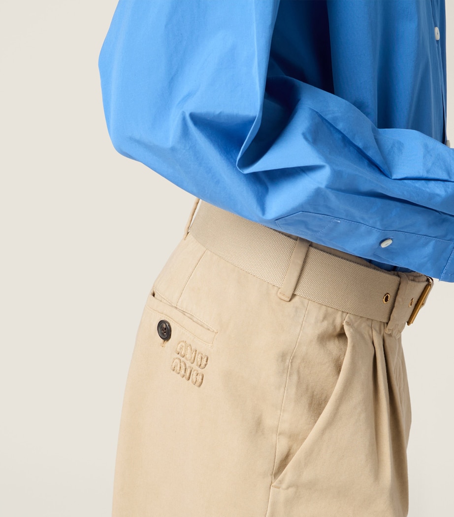 Miu Miu Womens Cotton Gabardine Trousers Neutral Image 6