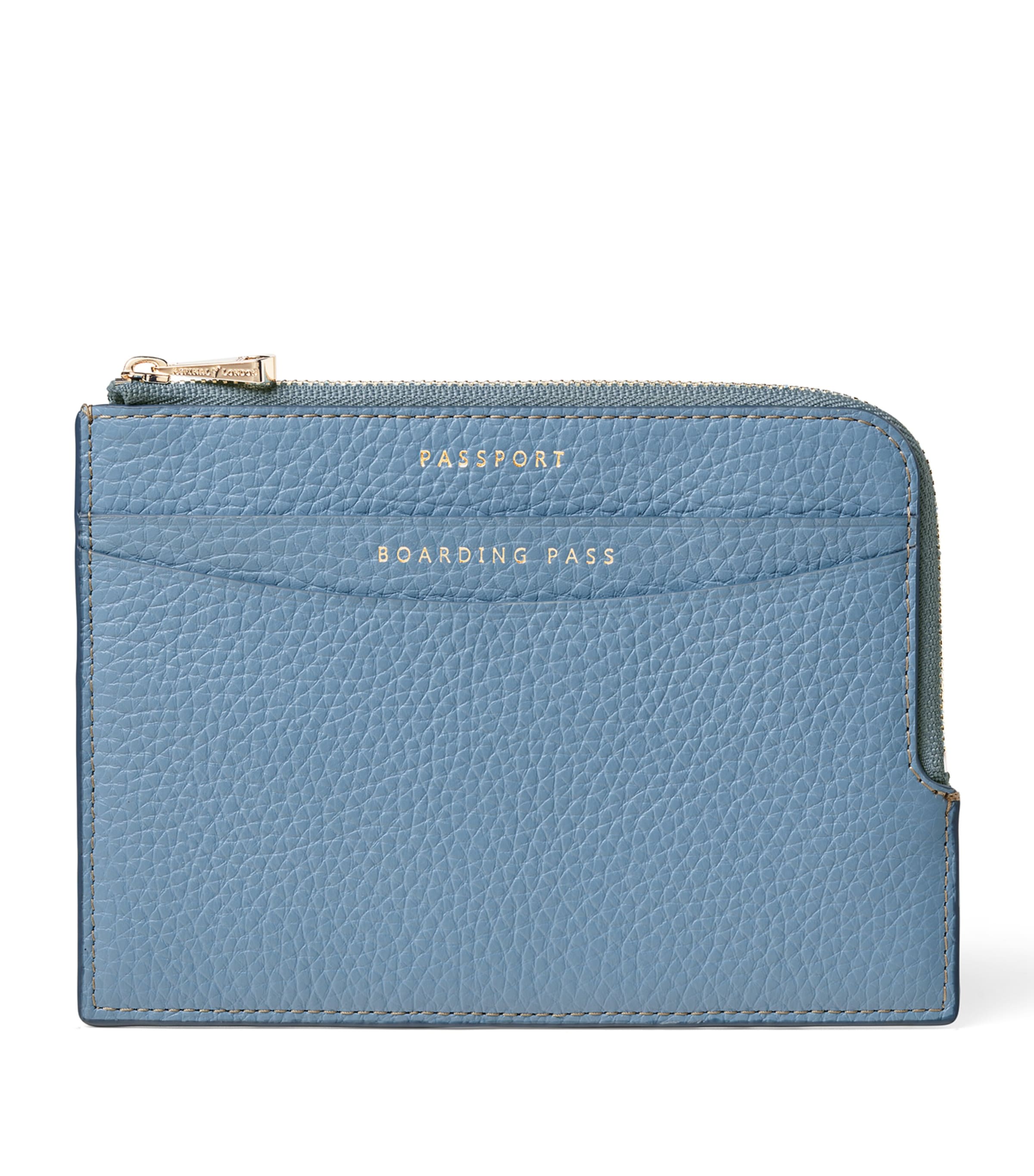 Shop Aspinal Of London Travel Card Holder In Blue