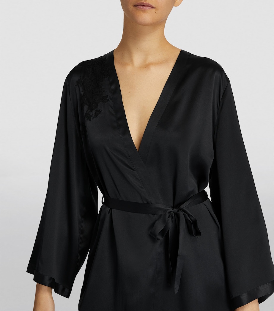 Silk Lace-Trim Robe NOIR Image 4