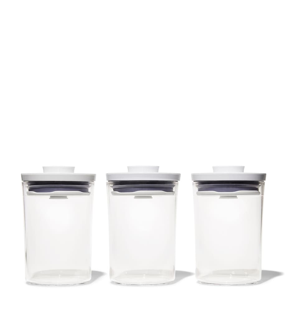 Set of 3 POP Canisters CLEAR/WHITE Image 1