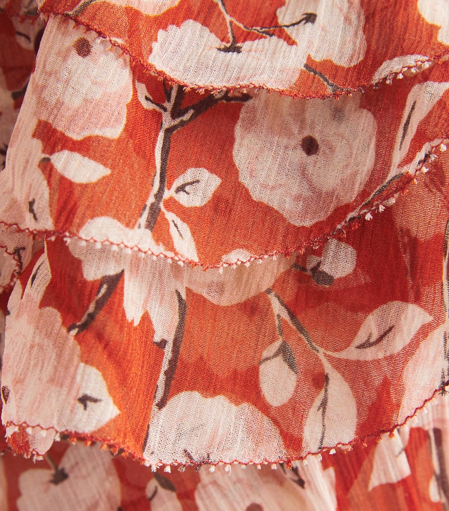 DÔEN Womens Silk Ruffled Alcida Mini Dress Ambridge Rose Image 7