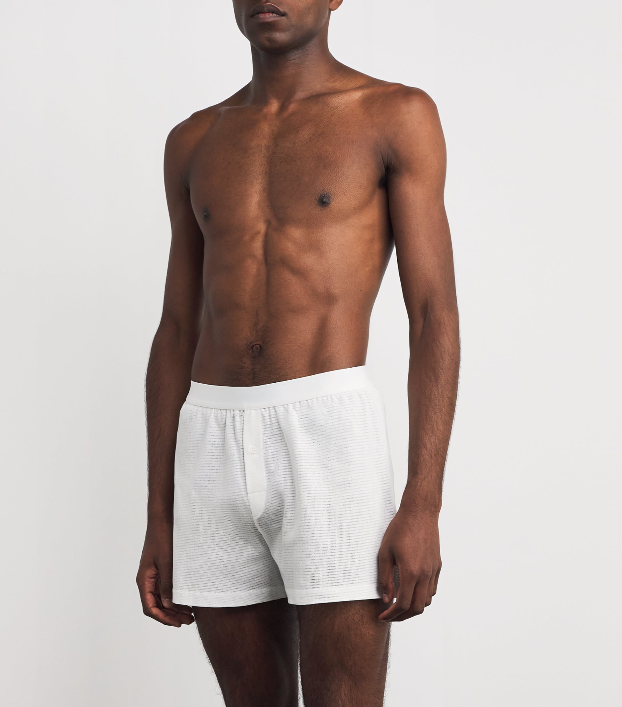 Cotton Mesh Cellular Boxer Shorts WHITE Image 2