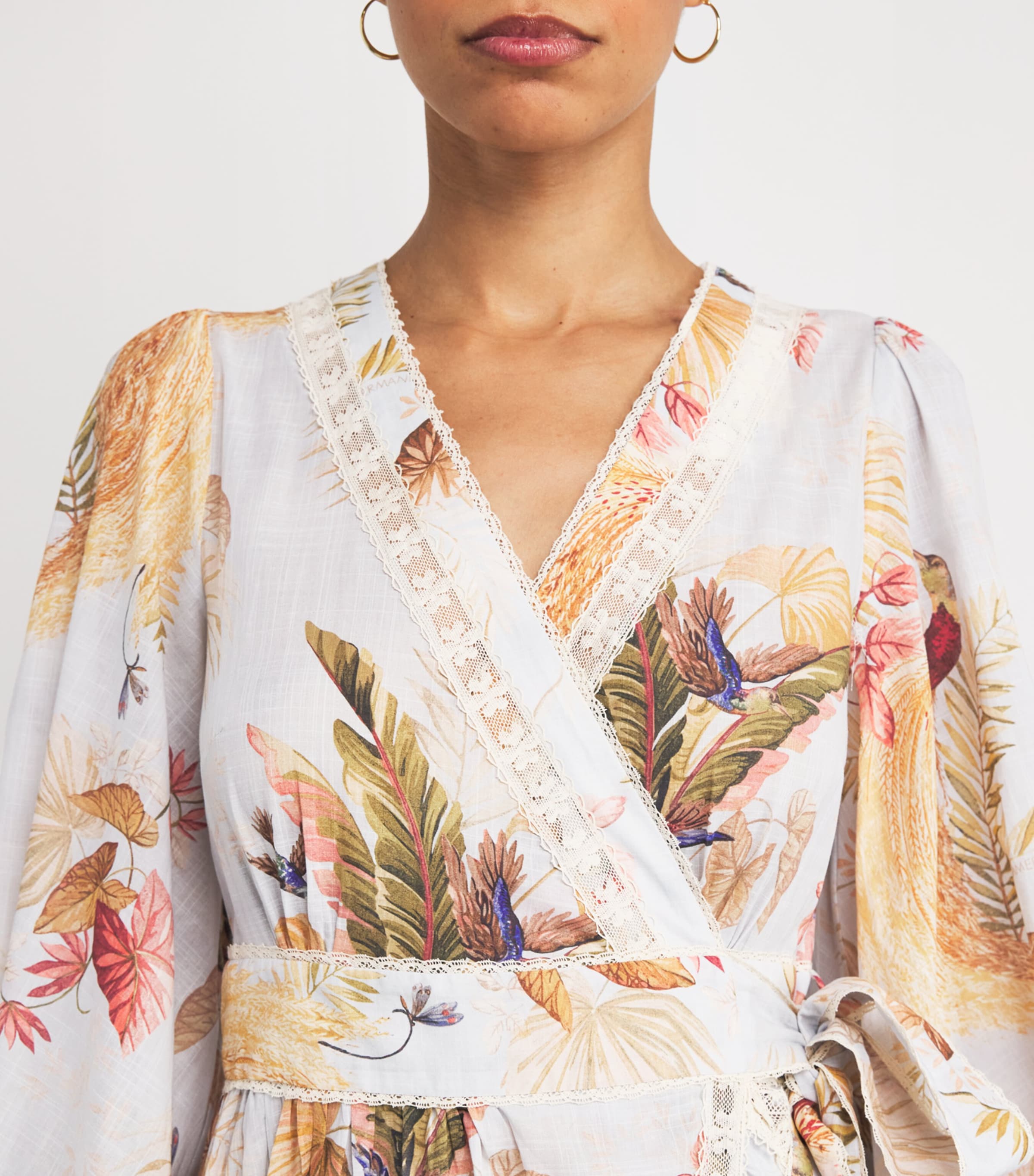 Zimmermann Cotton Palm Ascension Midi Wrap Dress | Harrods US