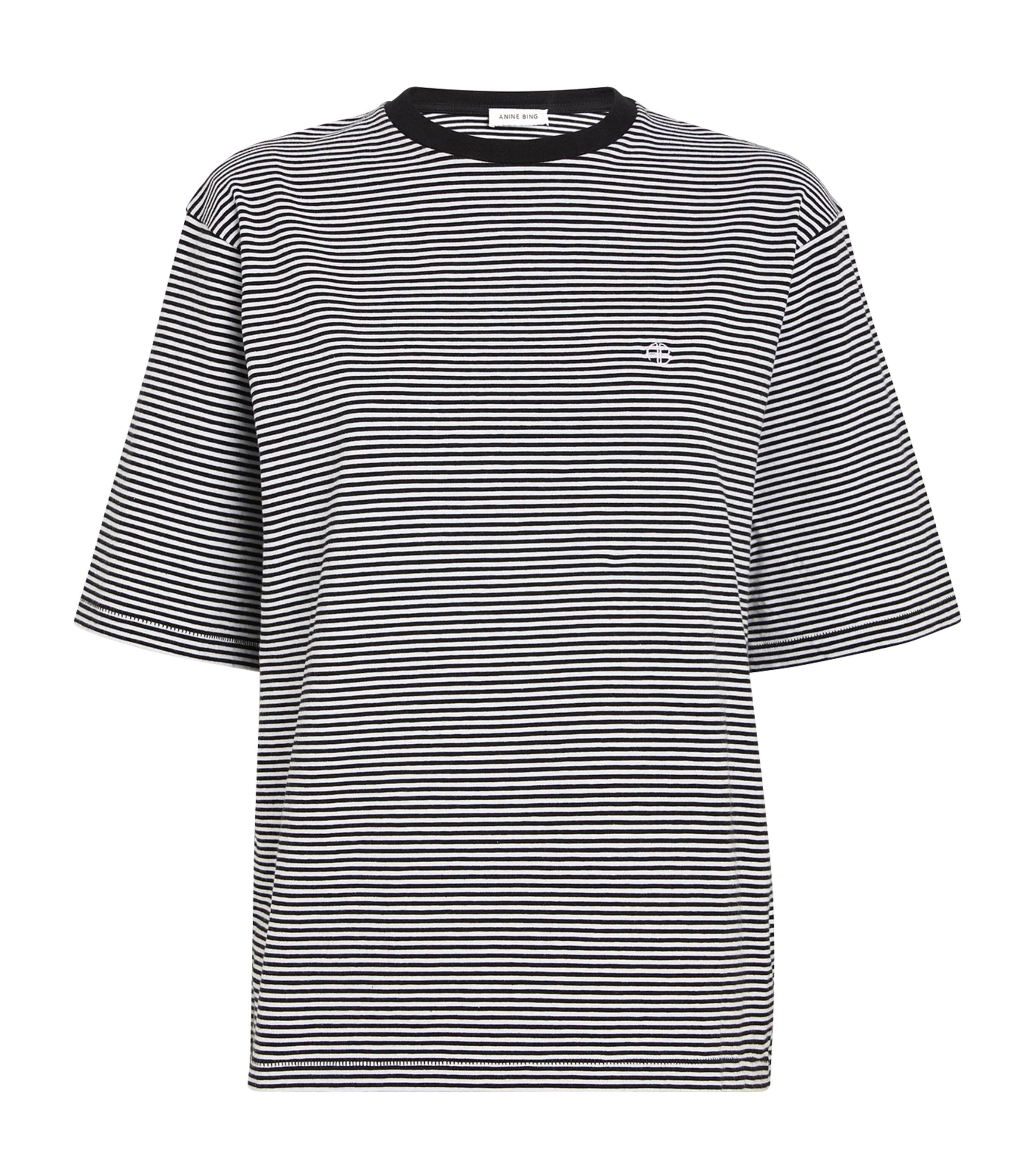 Anine Bing Organic Cotton Striped T-shirt In Black