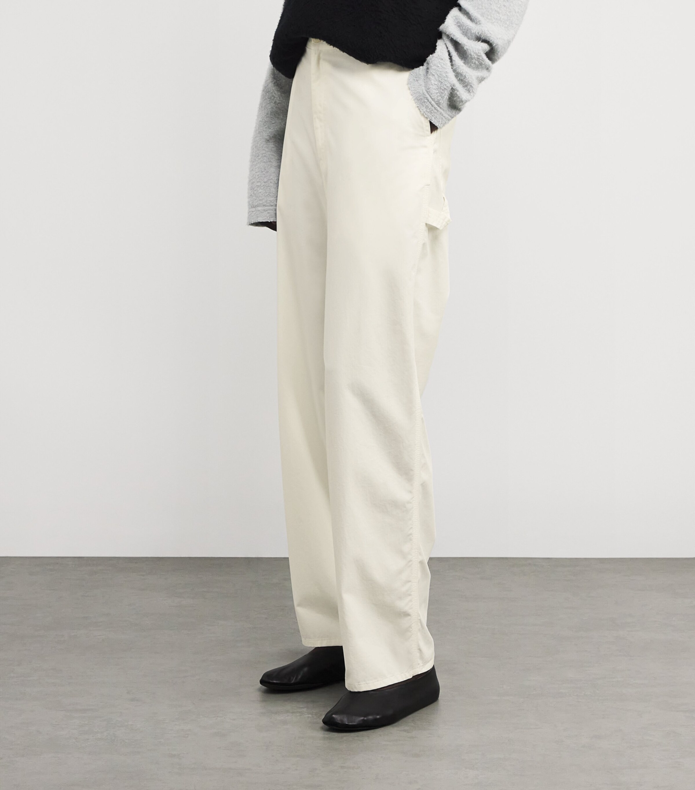 【THE ROW】PANTALONE SHARKA IN COTONE Sharka cotton and cashmere wide-leg pants in white - The Row