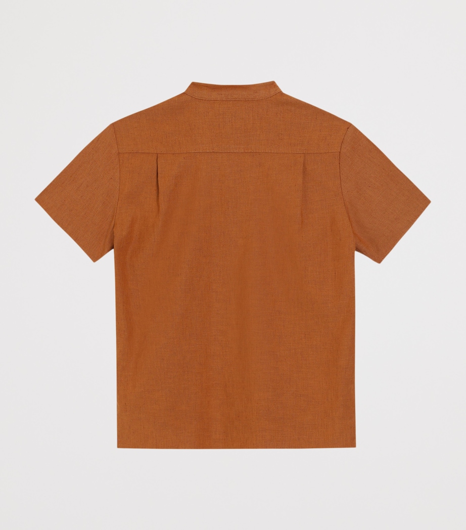 Dolce&Gabbana Kids Stand-Collar Short-Sleeve Shirt (8-12+ Years) Dark Camel Image 2