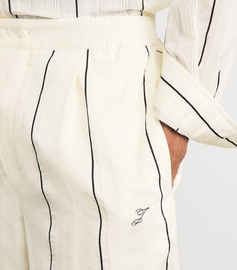 Jacquemus Mens Cotton-Silk Pyjama Trousers Stripe White/blk Image 3