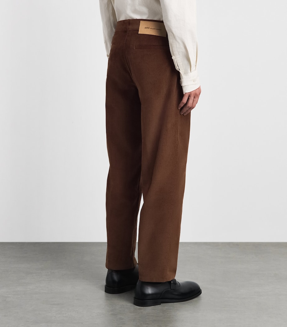 AMI Paris Mens Cotton Corduroy Straight Trousers Marron Chocolat Image 5