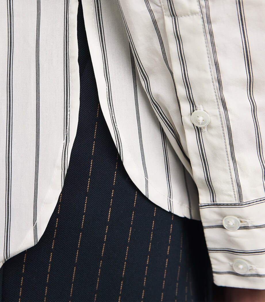 Cotton Stripe Oversized Shirt WHITE Image 6