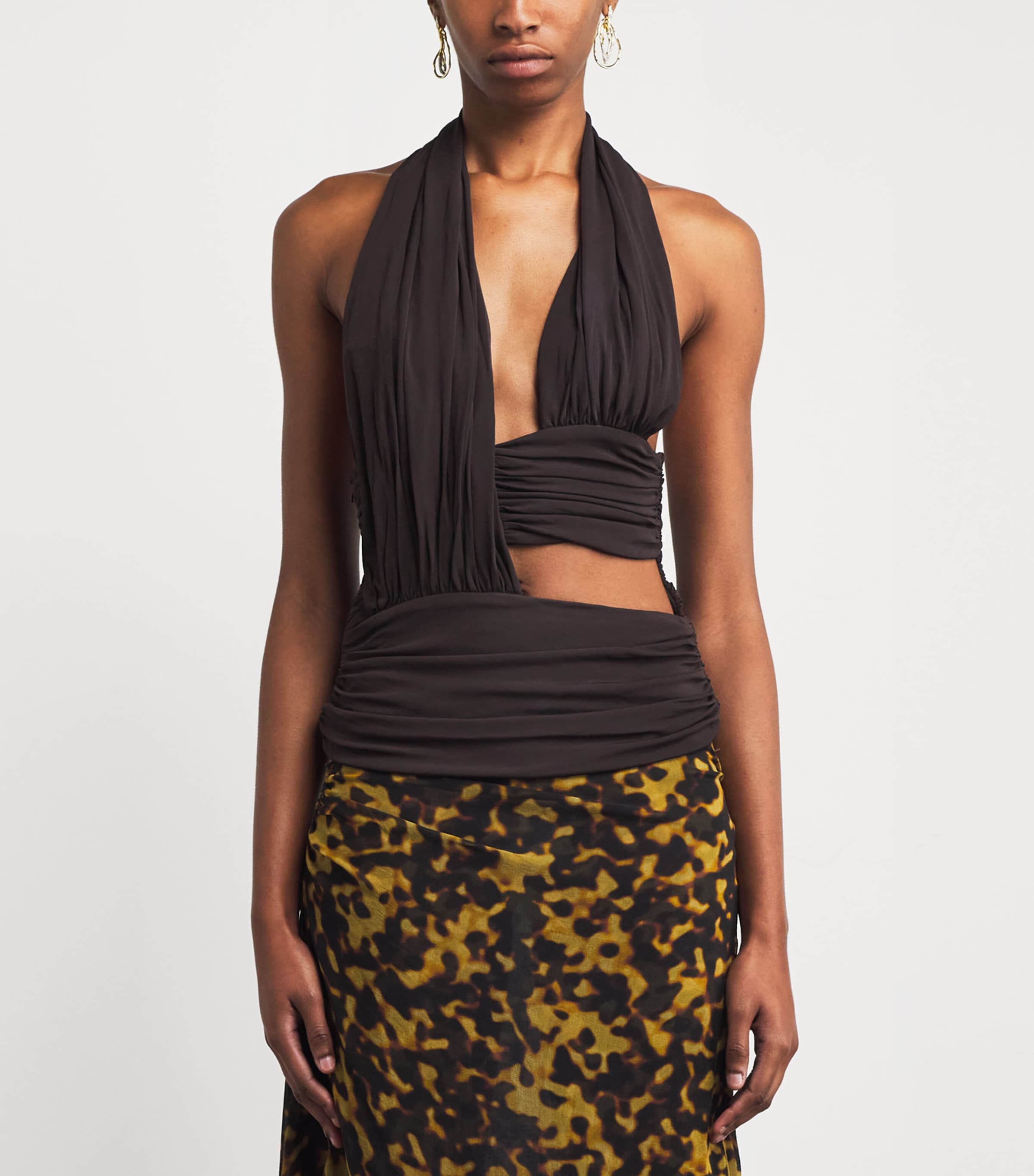 Jersey Draped Cummerbund Top ESPRESSO Image 3