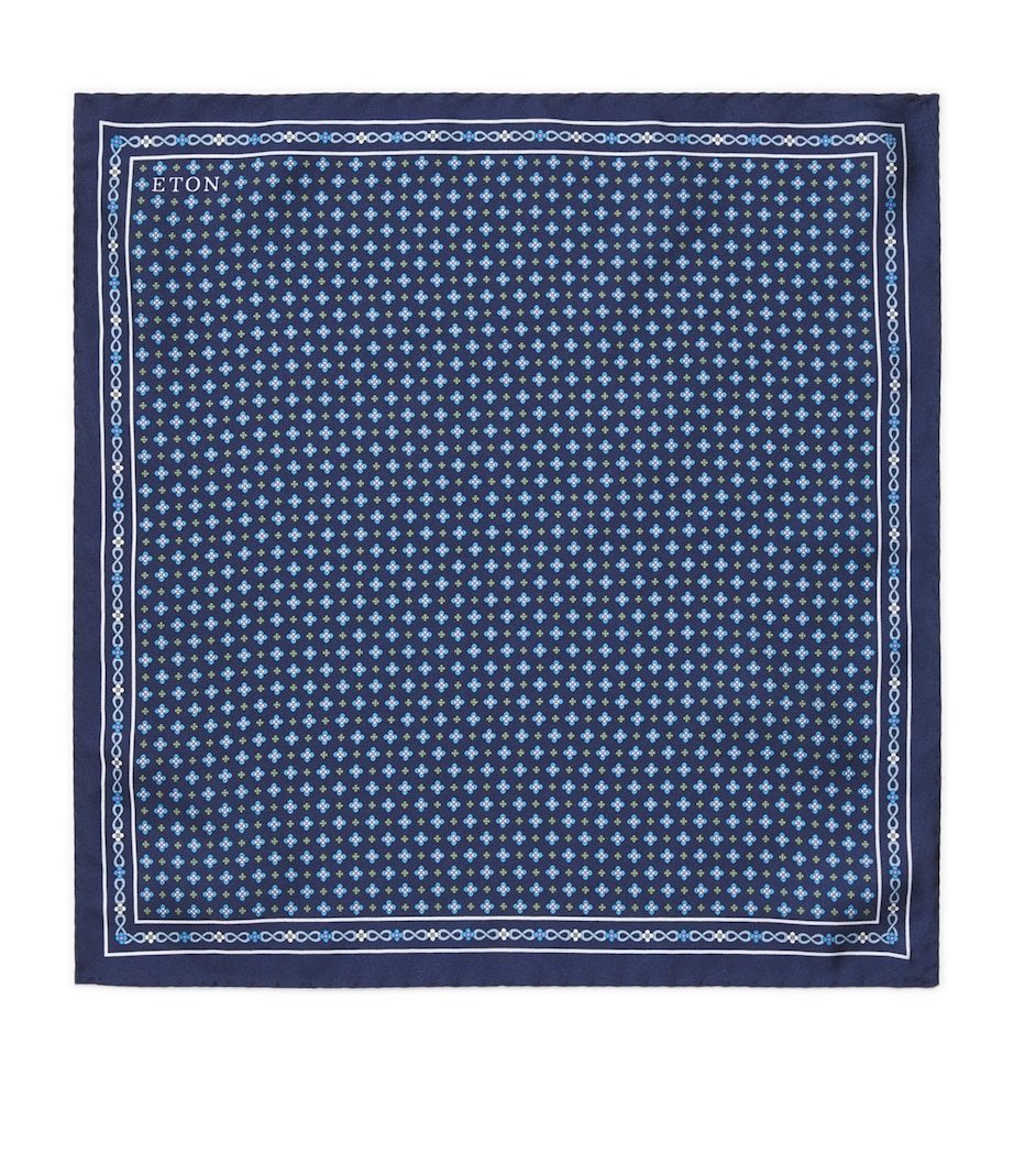 Silk Floral Pocket Square NAVY BLUE Image 1