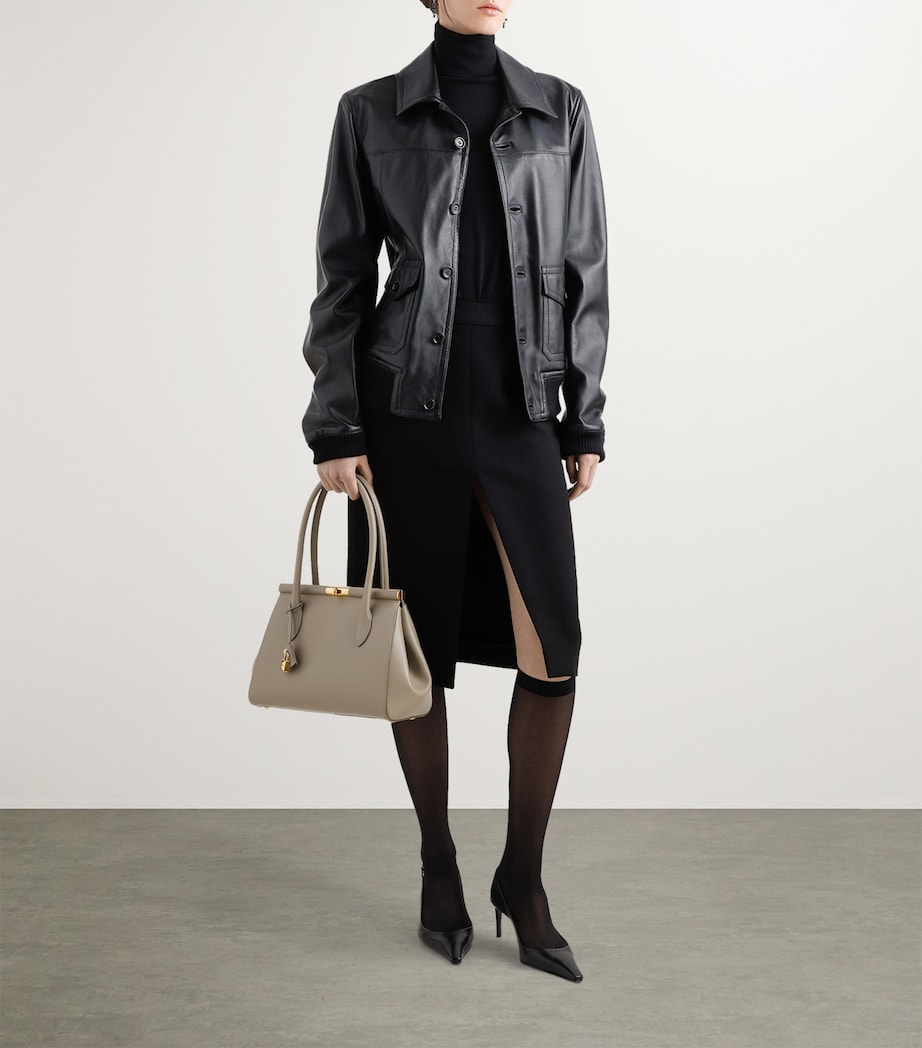 Leather Top-Handle Bag 8I399-TALPA Image 2