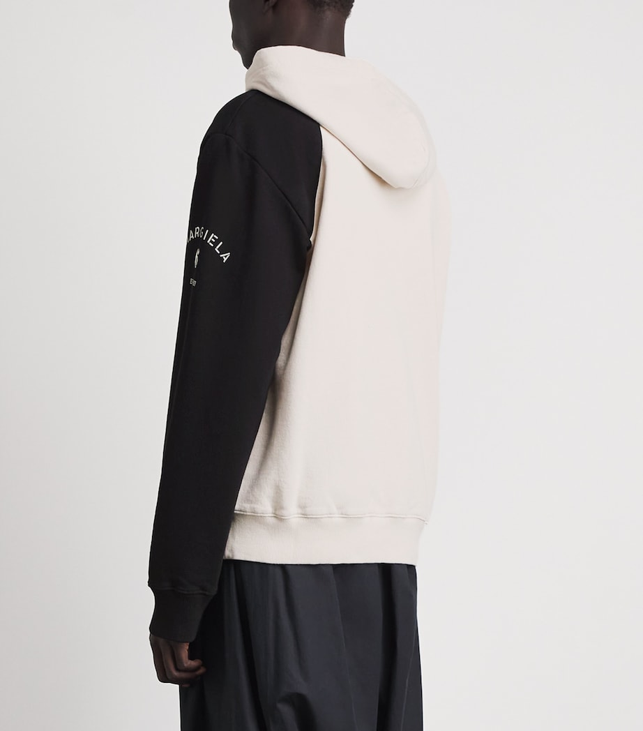 MM6 Maison Margiela Mens Cotton Two-Tone Zip-Up Hoodie Ecru/black Image 5