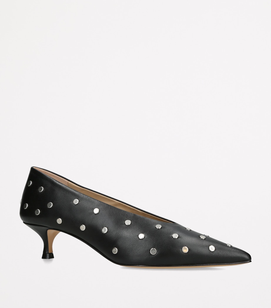 Leather Studded Babouche Pumps 35 BLACK Image 3