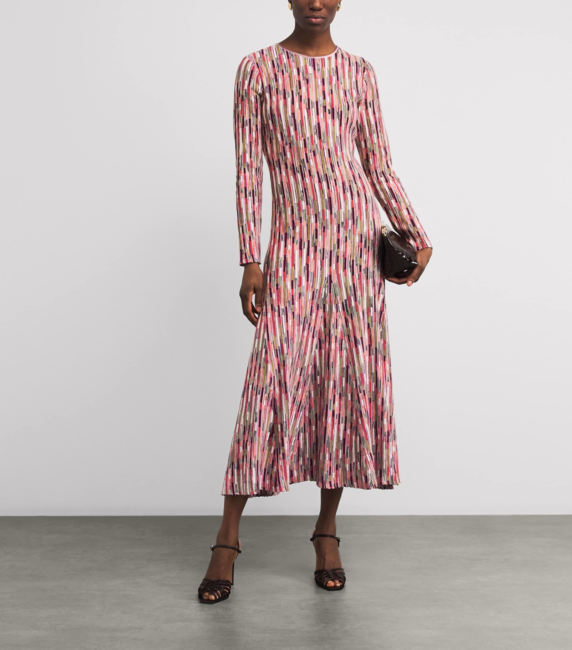 Cotton Stripe Estella Midi Dress ROSEWOOD Image 2