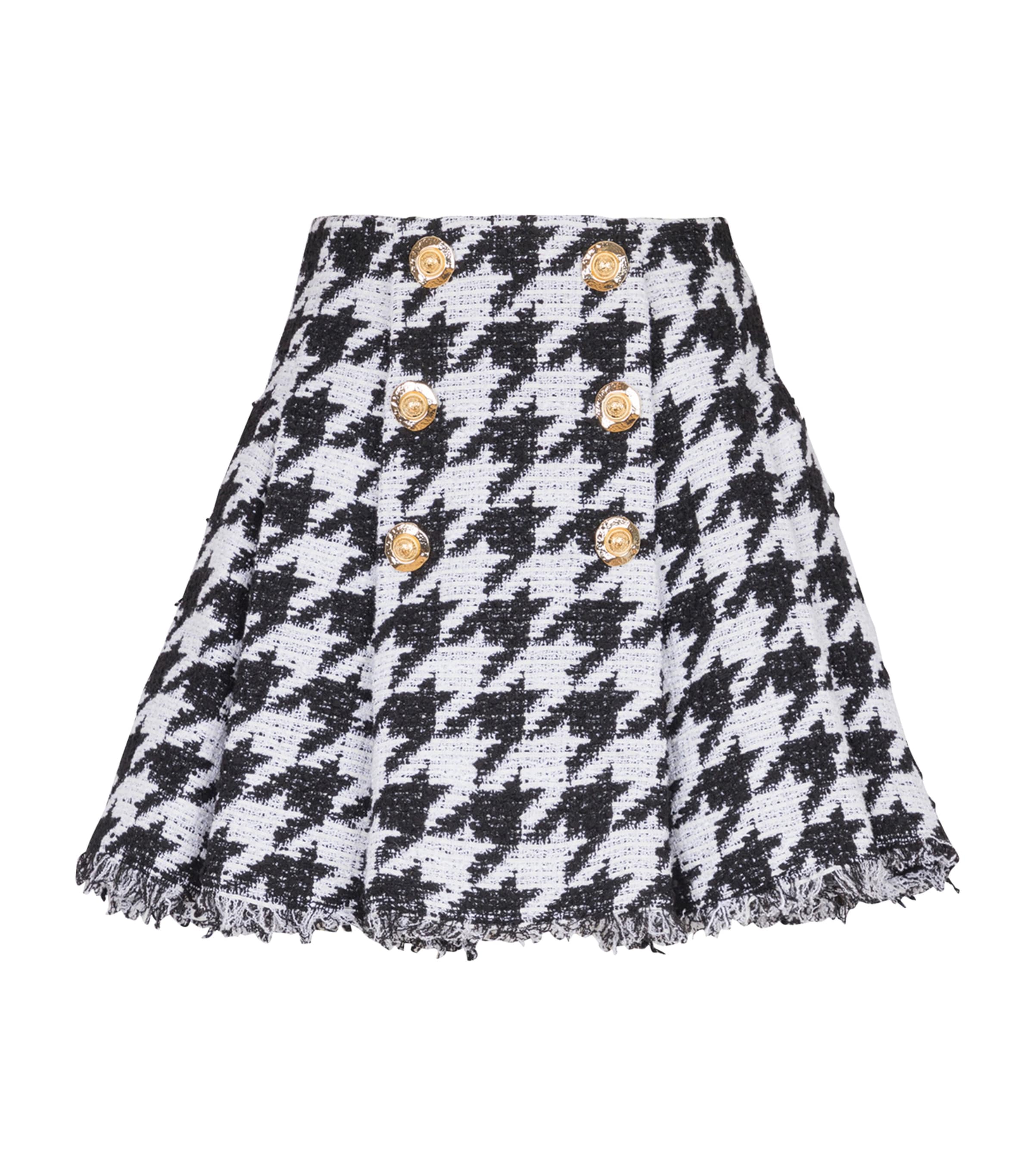 BALMAIN TWEED PLEATED MINI SKIRT