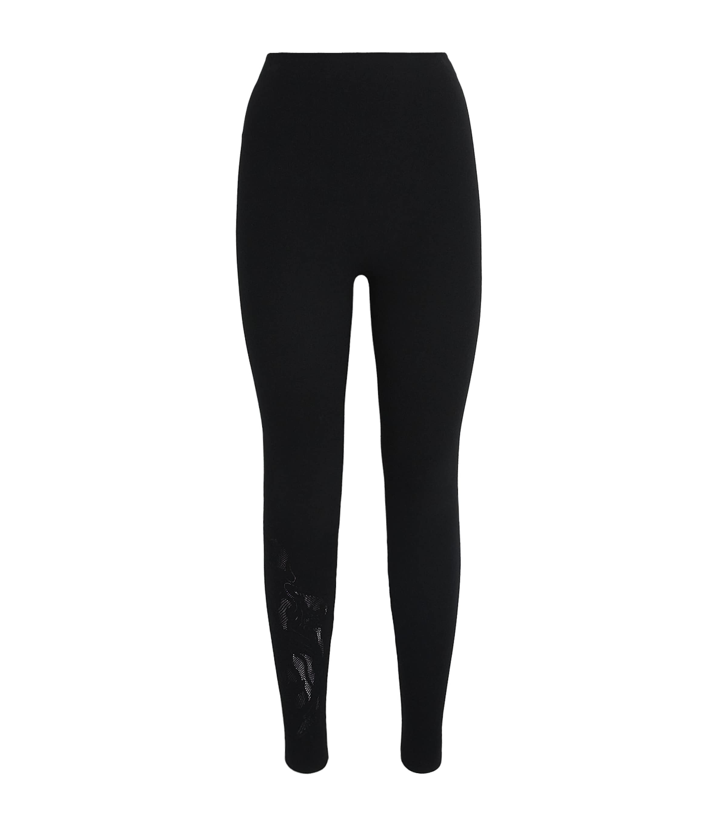 Wolford Net-panel Rose Leggings In Black
