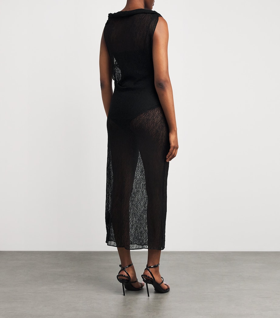 Lace Aperture Midi Dress DBLK BLACK Image 3