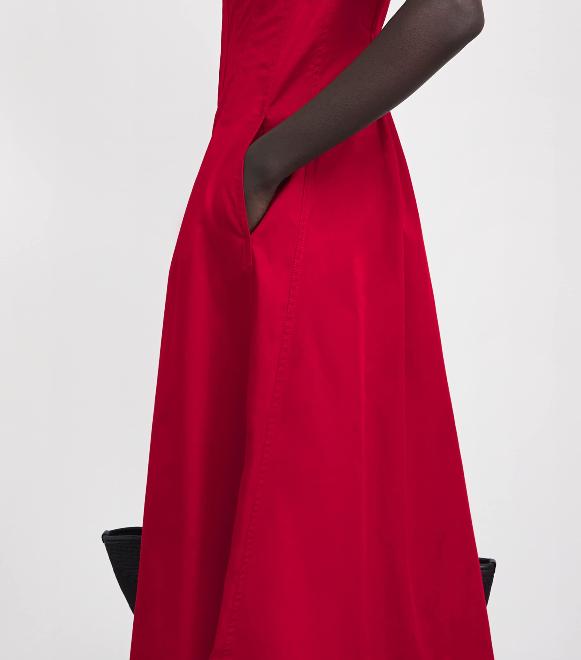 ME+EM Womens Cotton Sporty Midi Dress Deep Carmine Red Image 3