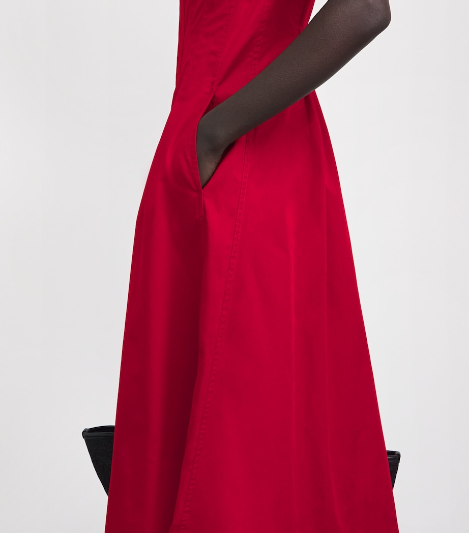 ME+EM Womens Cotton Sporty Midi Dress Deep Carmine Red Image 3