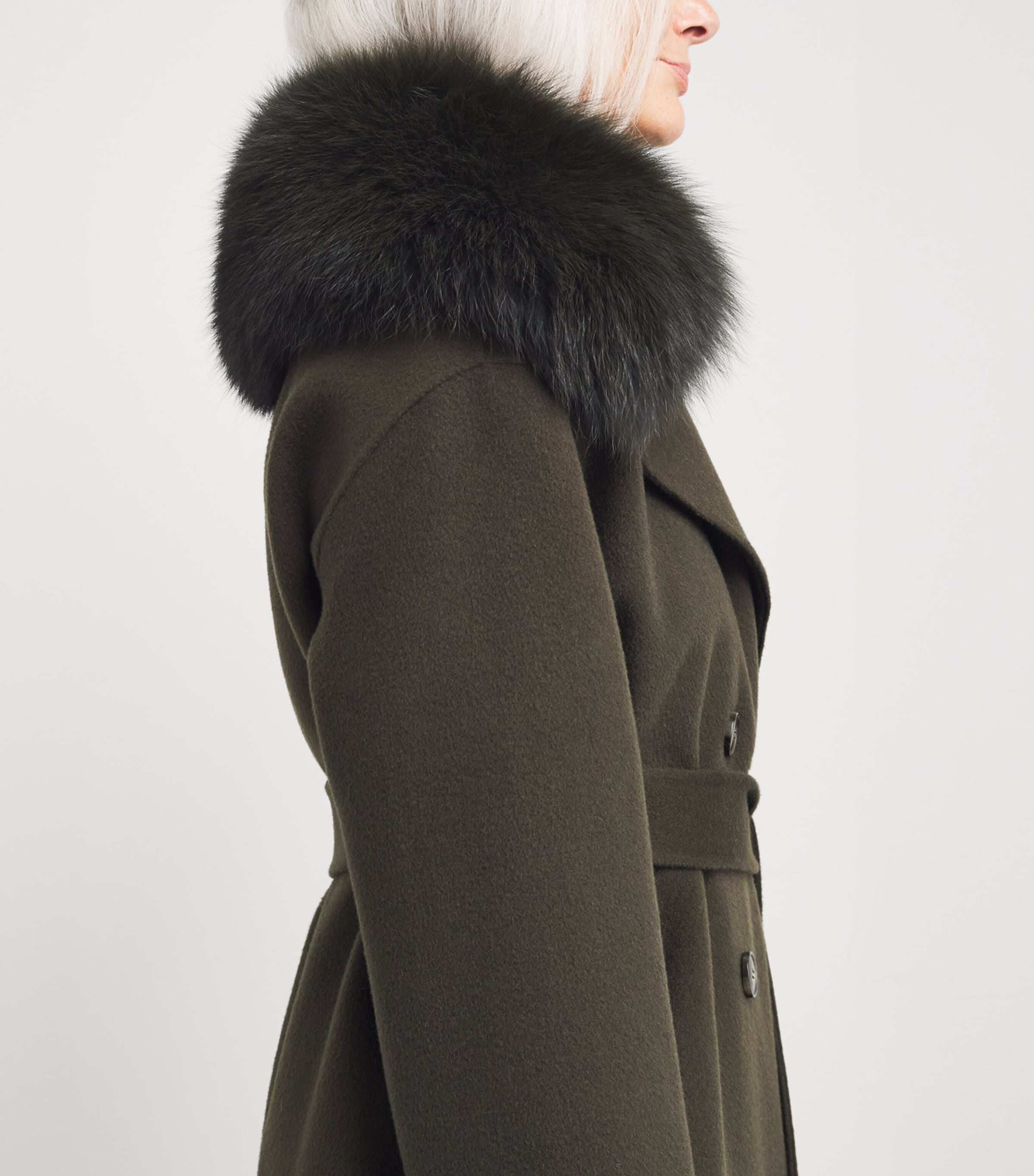Fur-Trim Double-Breasted Coat A2108 Image 4