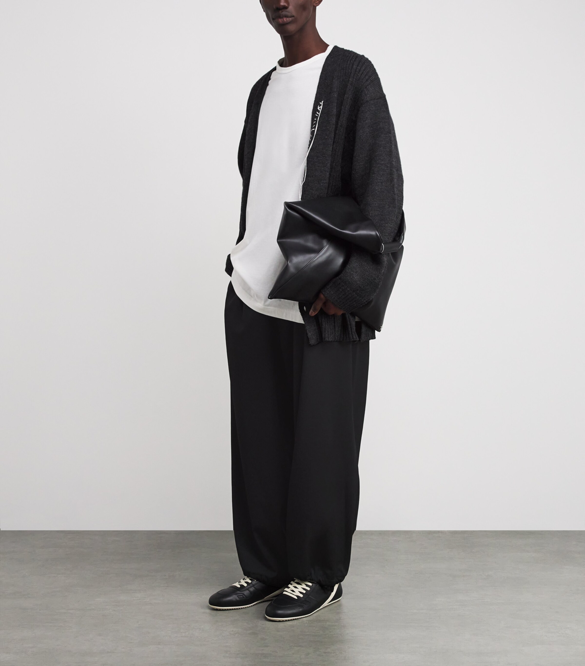 Yohji Yamamoto Mens Wool Garbadine Wallet Trousers Black Image 2