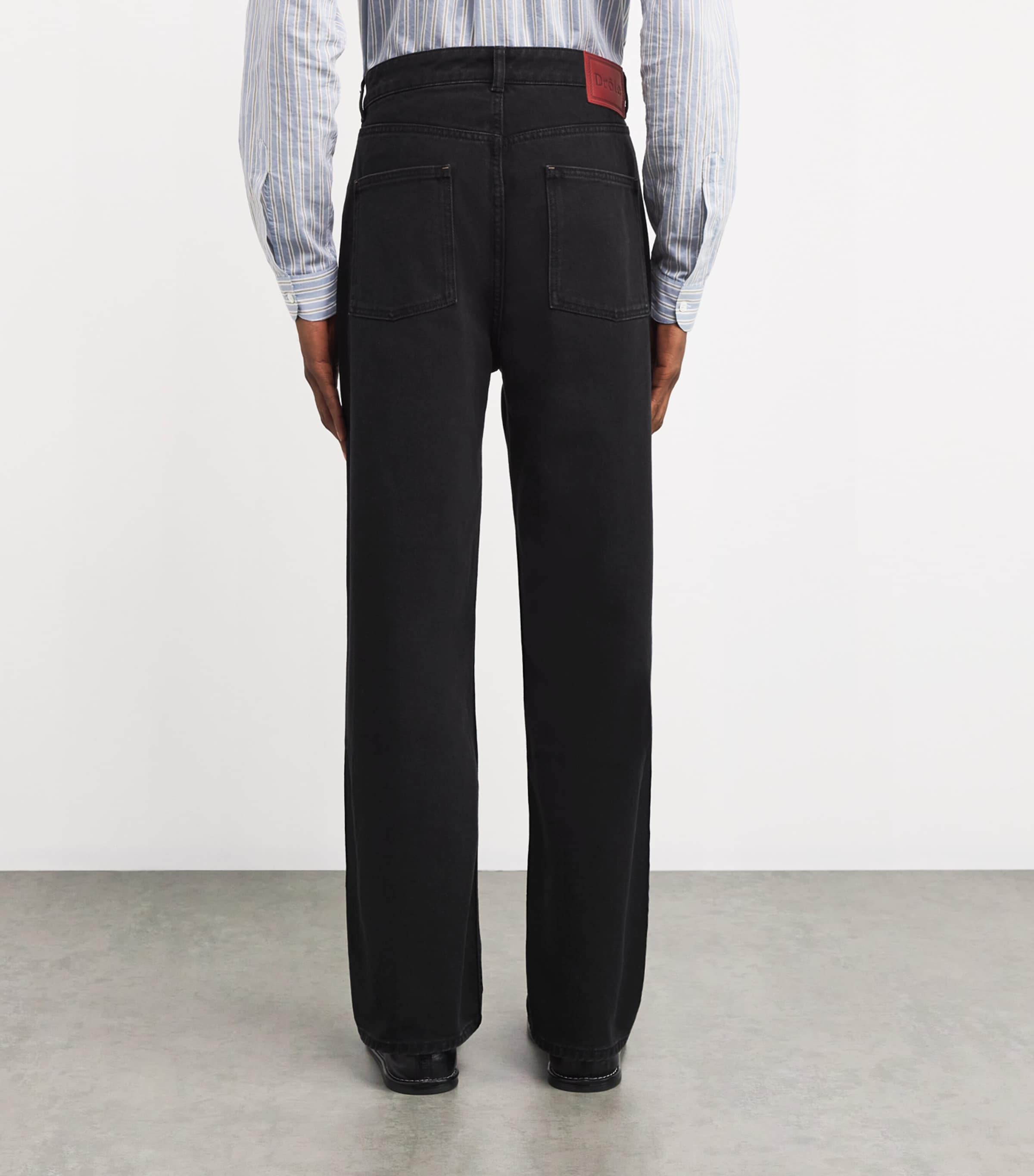 Drôle De Monsieur Mens Corduroy-Trim Straight Jeans Black Image 4