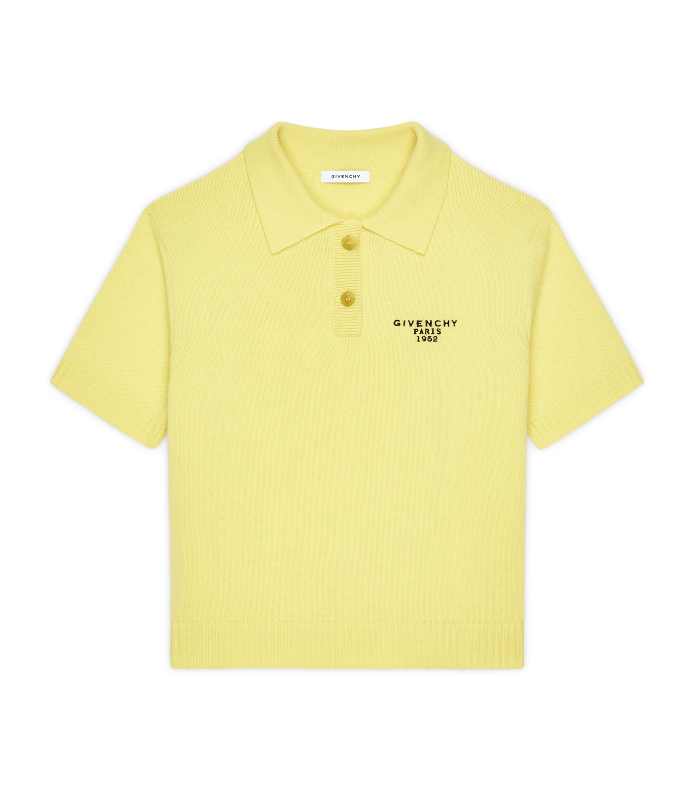 Wool-Cashmere Logo Polo Top ACID YELLOW Image 1