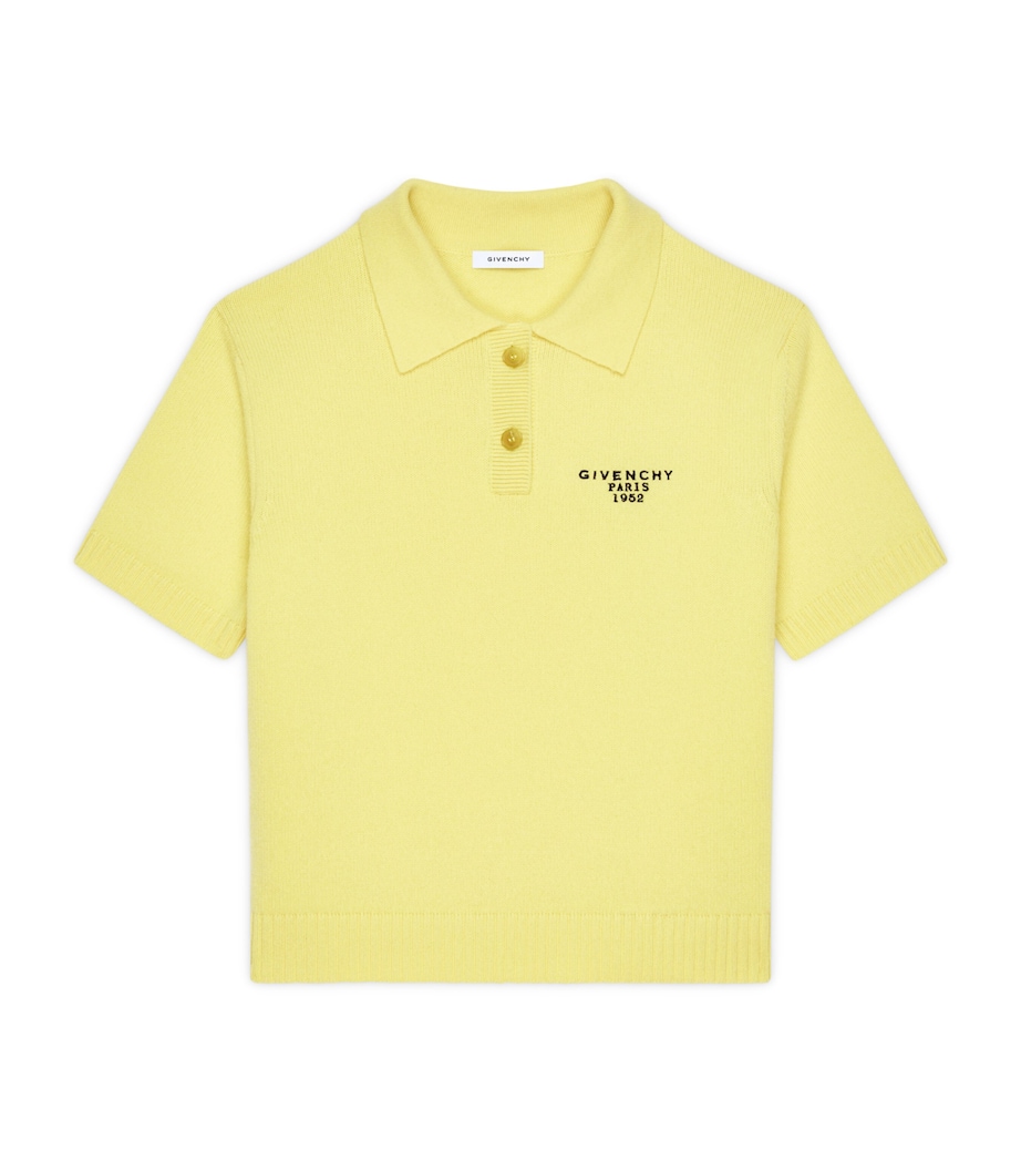 Wool-Cashmere Logo Polo Top ACID YELLOW Image 1