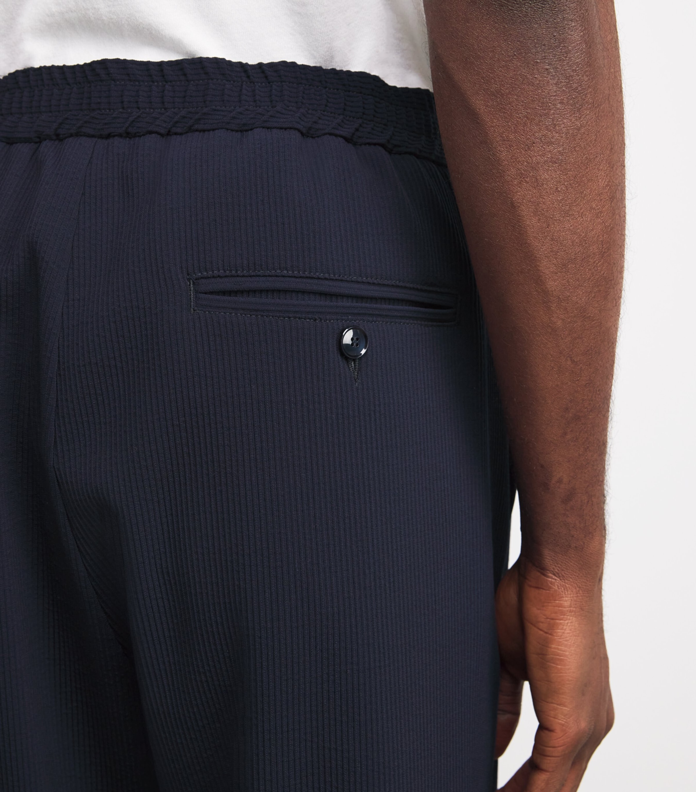 Virgin Wool-Blend Textured Trousers 170 NAVY Image 6