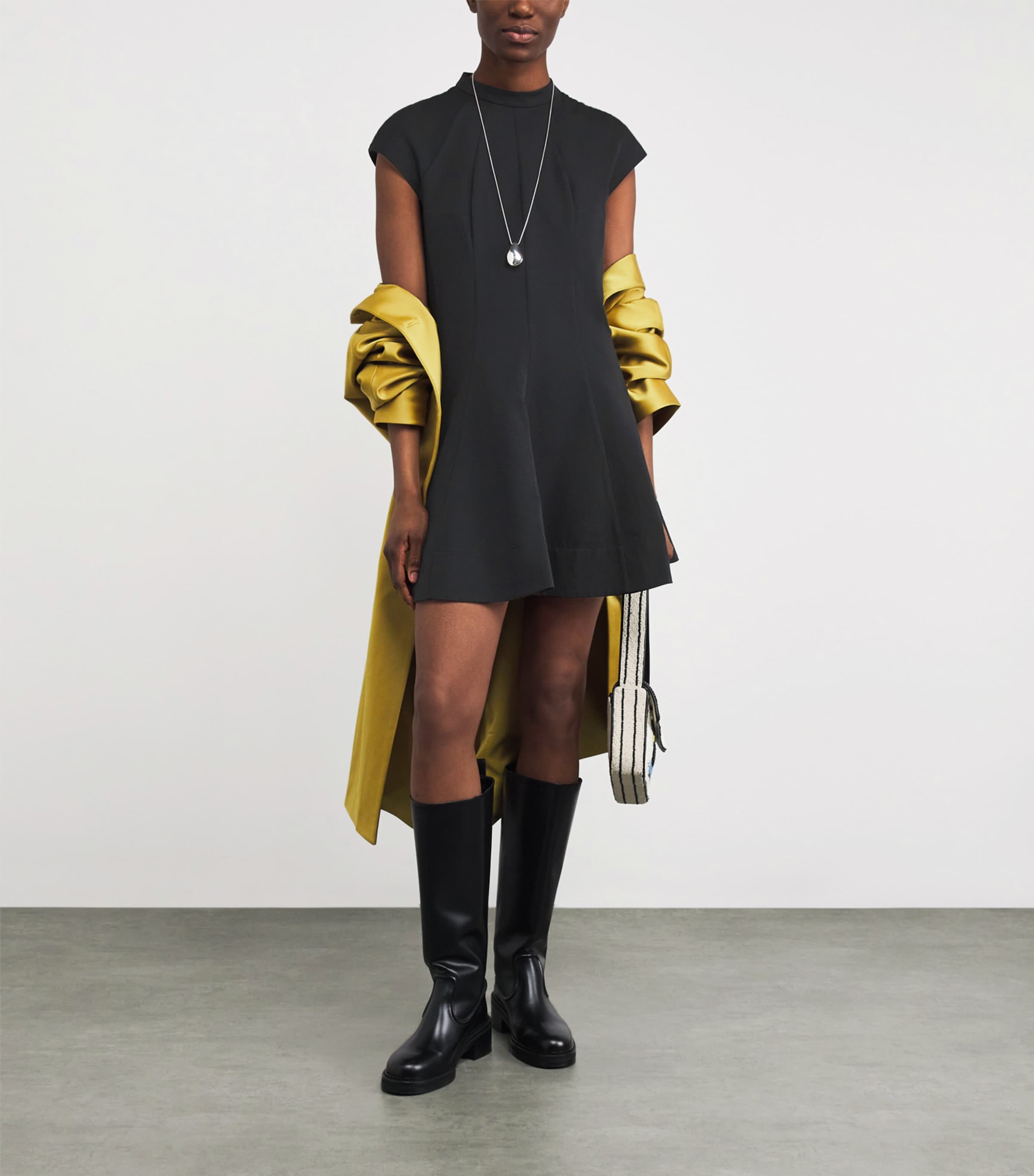 Cotton-Blend Ellie Mini Dress BLACK Image 2