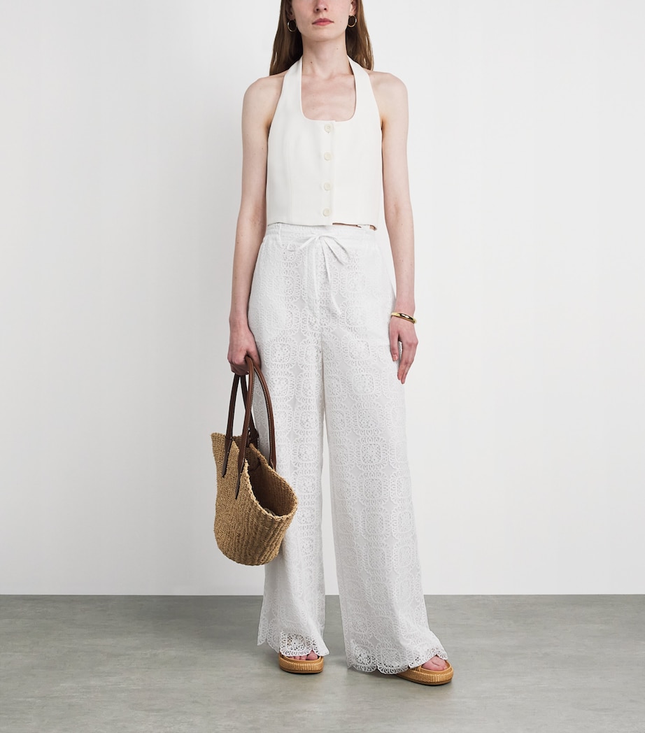Claudie Pierlot Womens Lace Wide-Leg Trousers White Image 2