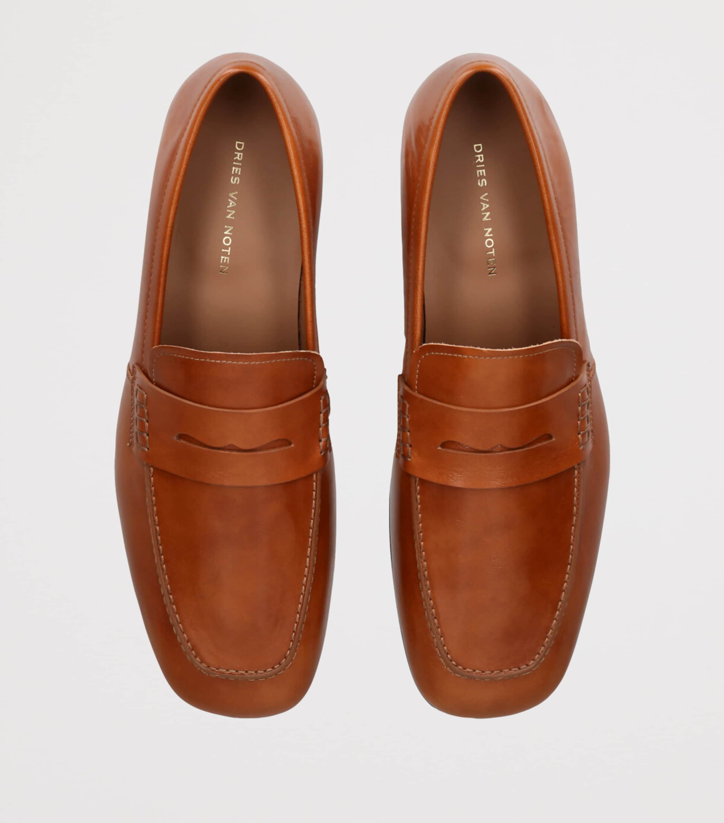 DRIES VAN NOTEN Beige Leather Penny Loafers | Harrods US