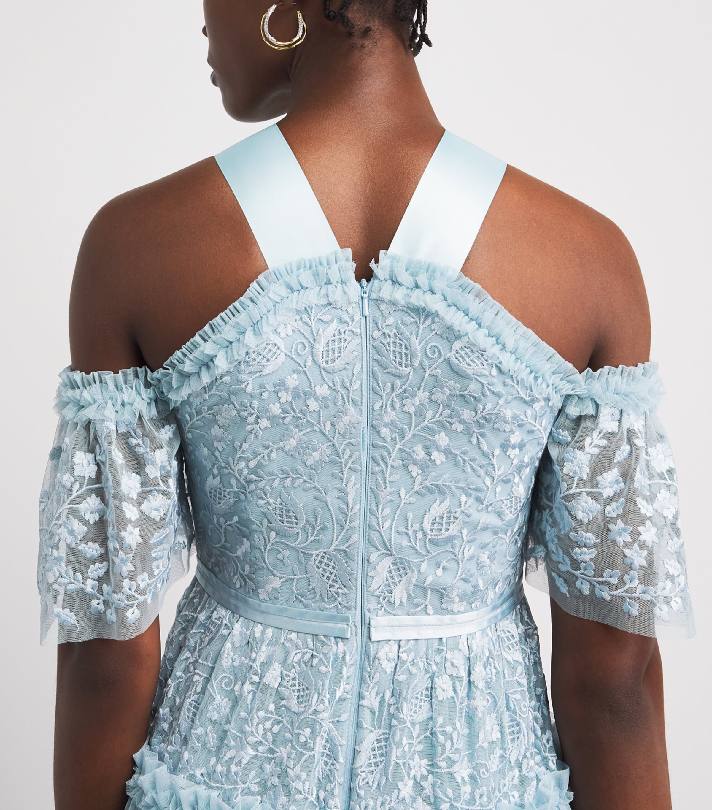 Needle & Thread Womens Tulle Embroidered Primrose Gown Aqa Aqua Image 5